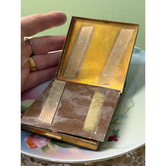 Vintage 40's Dorset 5th Ave Green Leather Compact Coin Purse - Picture 6 of 15